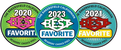 Best of Bakersfield Readers Choice Poll favorite badges for 2020, 2021 and 2023
